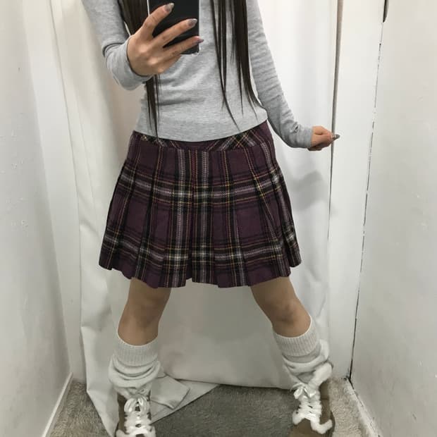 버버리 블루라벨 노바체크 플리츠 스커트