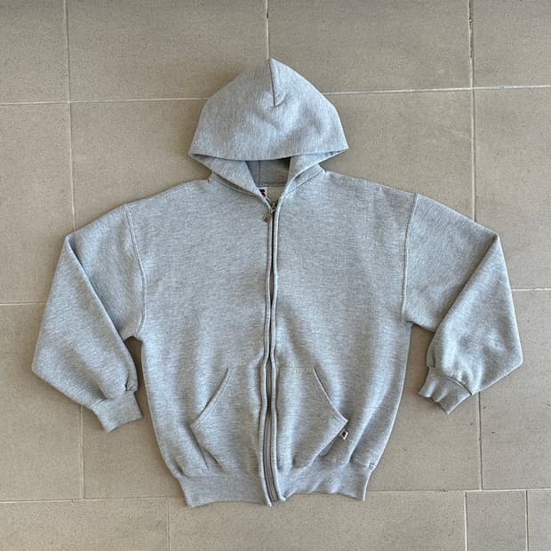 90s 빈티지 러셀 후드집업 그레이 L USA