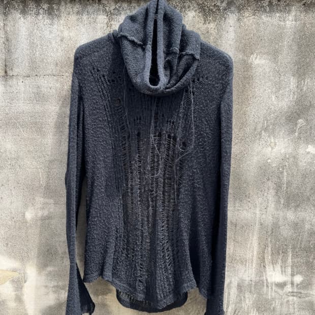 Blackmerle distressed mohair knit(black)