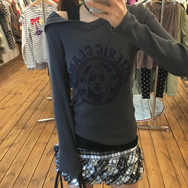 히스테릭글래머 히스걸 와플 후드티