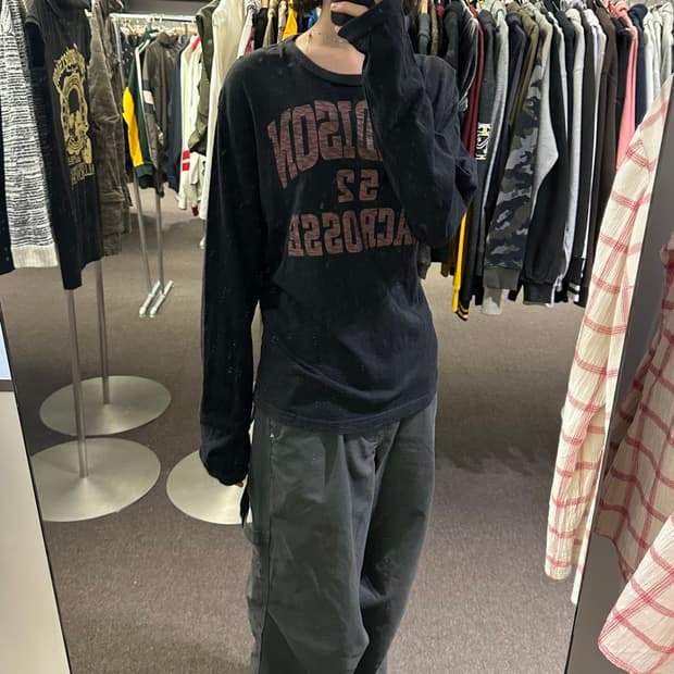 Japanese vintage 레터링 블랙 롱슬리브