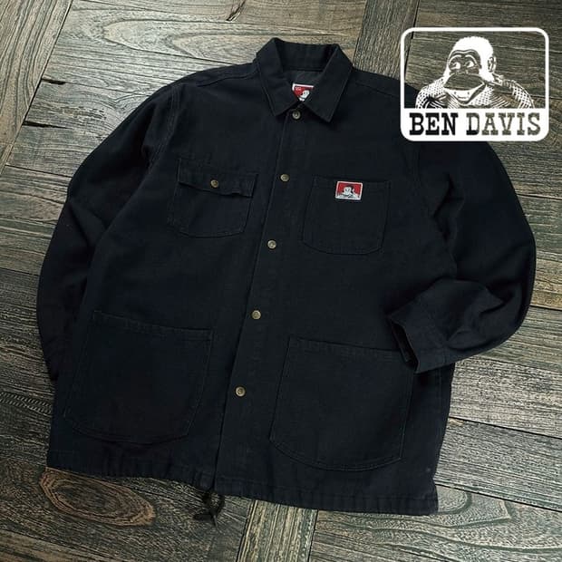 [벤데이비스] 로고 패치 커버올 워크 초어 자켓 블랙 M19642