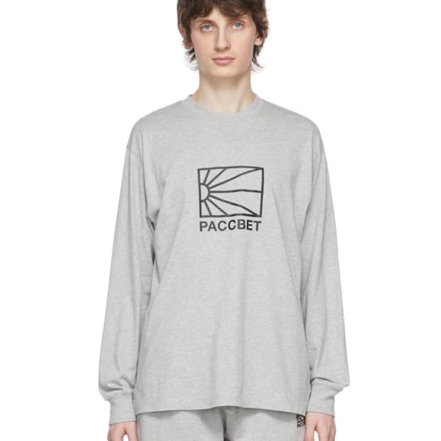 라스벳 PACCBET 베이직 로고 롱슬리브 티셔츠 그레이 S