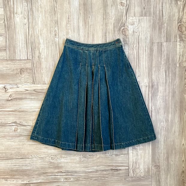 Content Contenu 핀턱 데님 스커트진