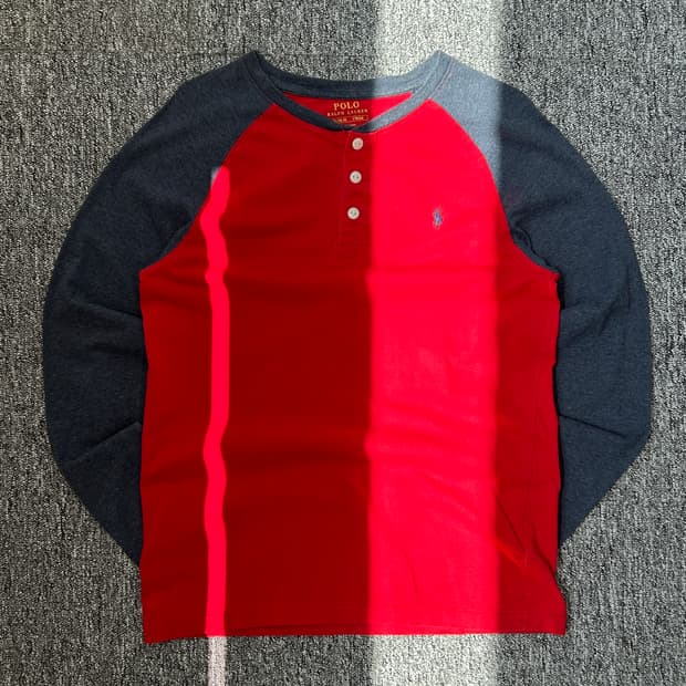 폴로 랄프로렌 레드 배색 헨리넥