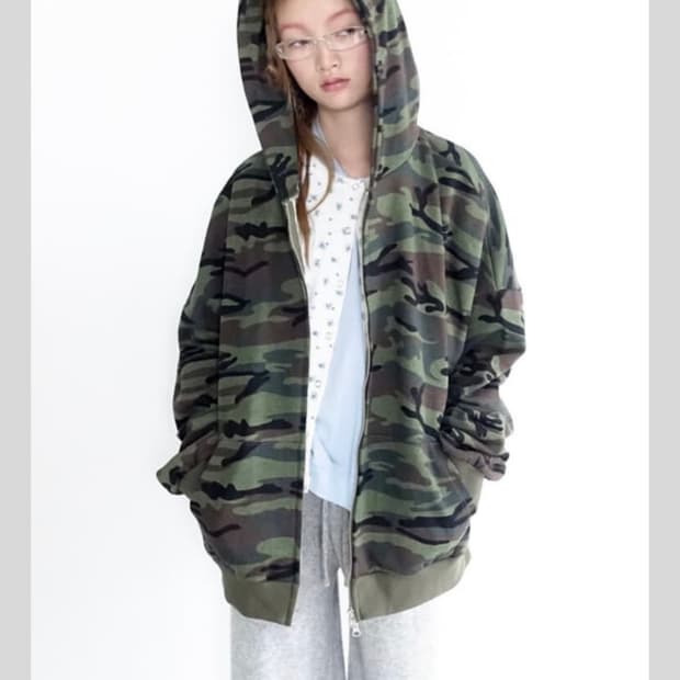 샵페어리 카모 후드집업