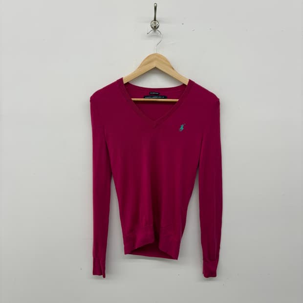 폴로 랄프로렌 핑크 V넥 니트 여성 S