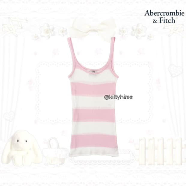 Abercrombie 아베크롬비 핑크 스트라이프 슬리브리스 아베슬리브리스