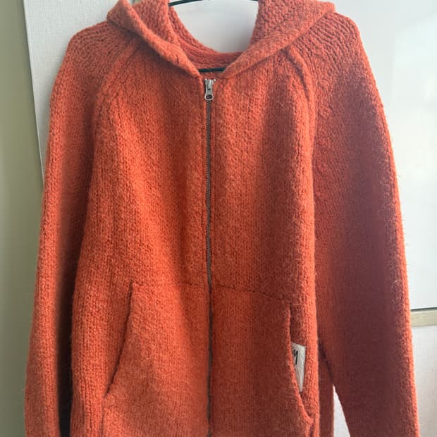 스투시 청키 니트 후드집업 테라코타 xl