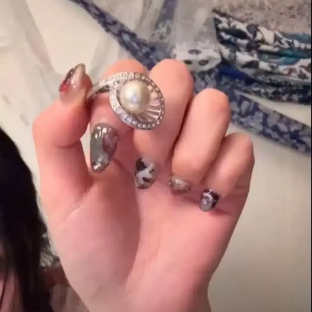 레테빈티지 진주 큐빅 반지