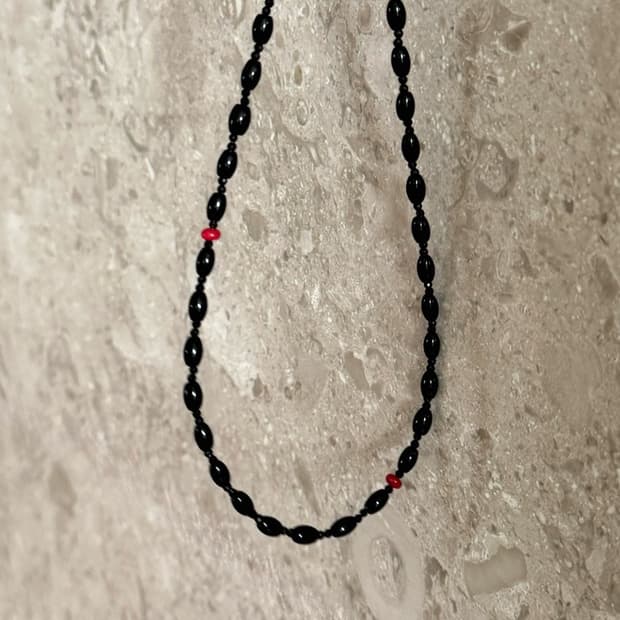 Onyx Spinel Red coral Stone Necklace