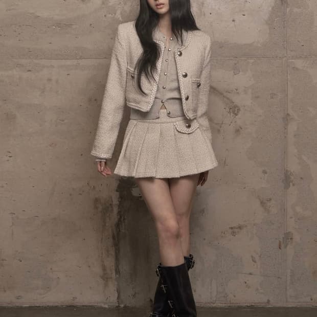 카키포인트 트위드 셋업