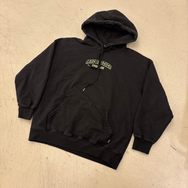 맥브라더 블랙 헤비스웻 빅로고 후드티