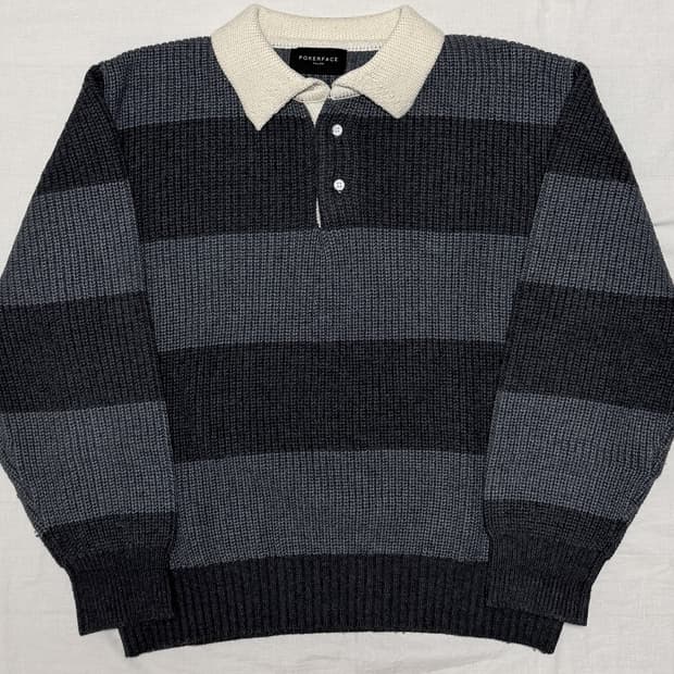 포커페이스 럭비 니트 스웨터 그레이차콜 48