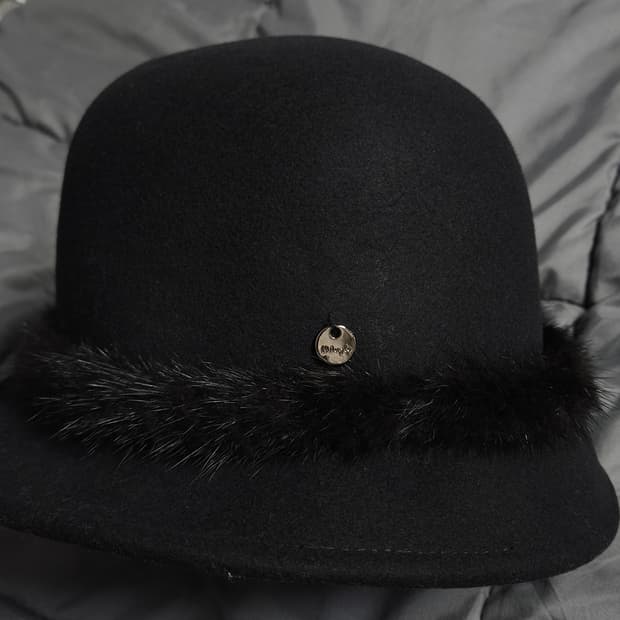 와이드앵글 여성 천연모피 밍크 버킷햇