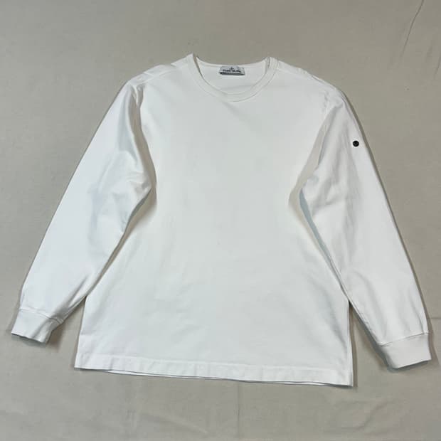 XXL) 스톤아일랜드 화이트 롱슬리브 긴팔 티셔츠 와펜X