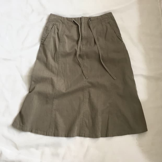 khaki cotton midi skirt