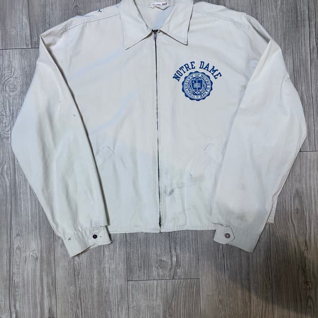 빈티지 챔피온 노트르담 대학교 화이트 자켓