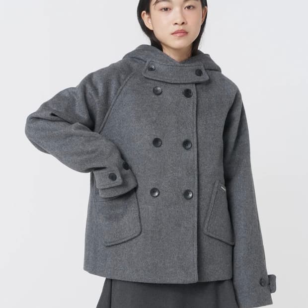 미세키서울 Hoodie double button coat CHARCOAL
