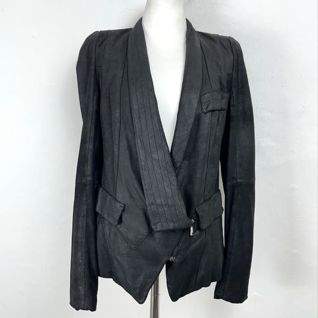 Lambskin Asymmetric Shawl Collar Jacket