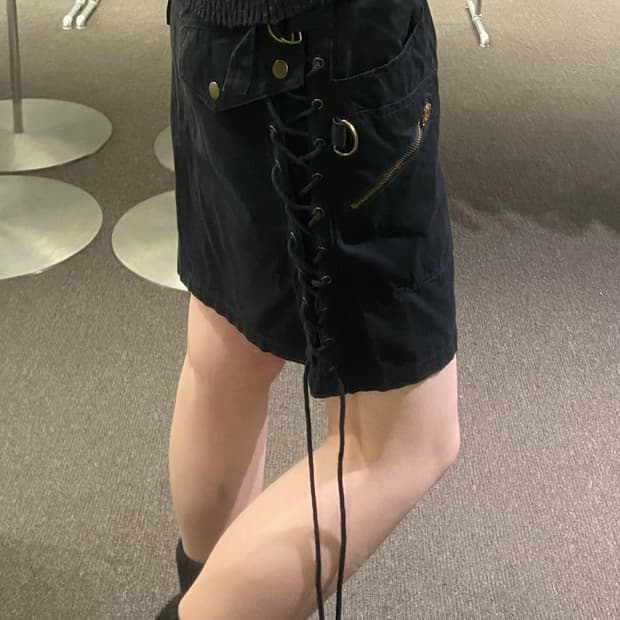 L)colza 빈티지 레이스업 미니 스커트