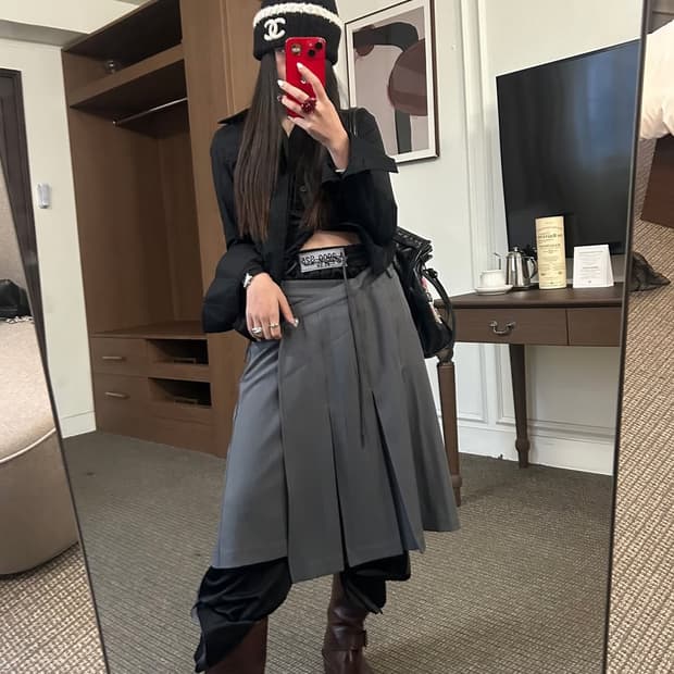 새상품) 2000아카이브 skirt+pants black