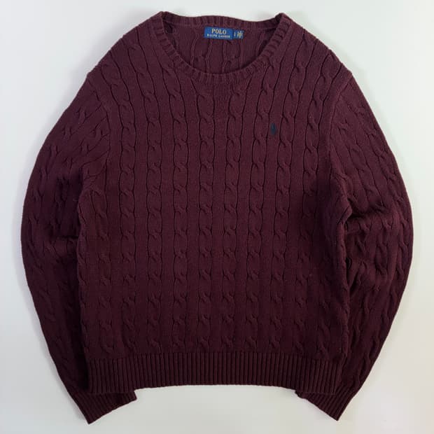 Polo 폴로 랄프로렌 신형 버건디 케이블 라운드 니트