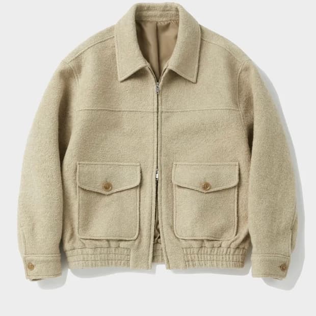 수아레 울 부클 봄버 자켓 베이지