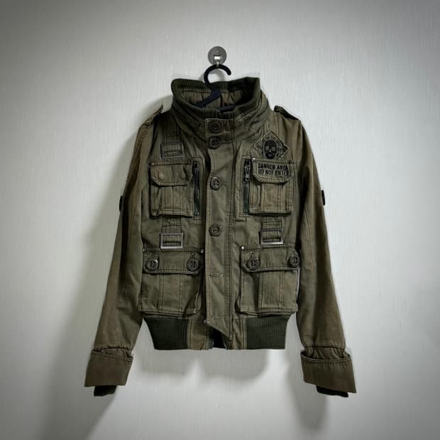 고스트오브할렘 아카이브 하이넥 투웨이 패치 집업 자켓 y2k 펑크 갸루