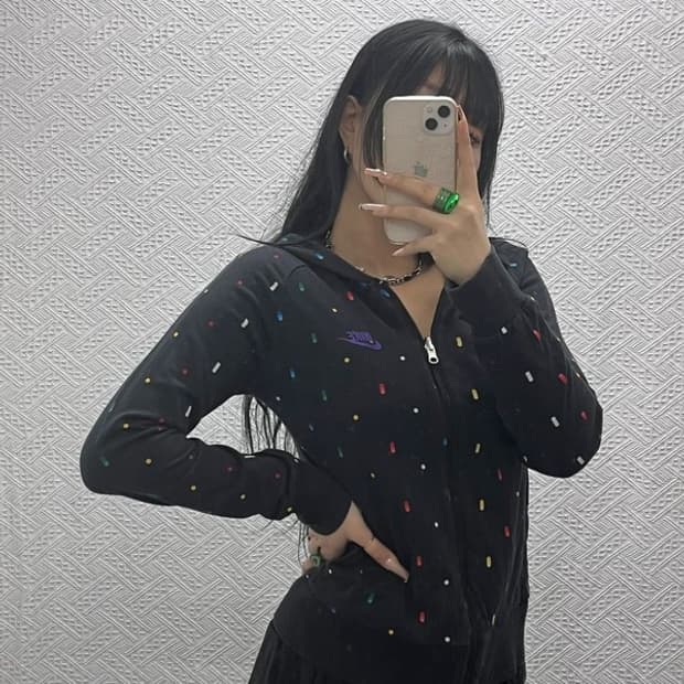 나이키 희귀 Y2K 레인보우 도트 리버시블 후드집업 M C08220