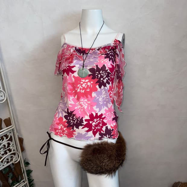 Michel Klein floral ruffle sleeveless