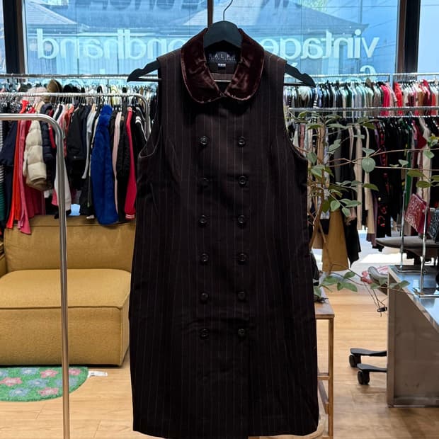 폴로 랄프로렌 브라운 스트라이프 슬리브리스 원피스