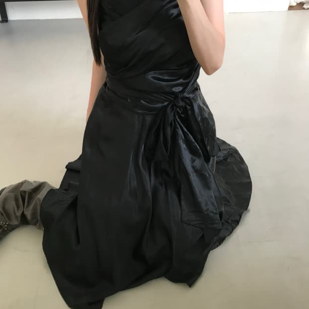 vintage black glossy one-piece