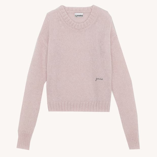  ganni 가니 모헤어 라일락 핑크 니트 스웨터