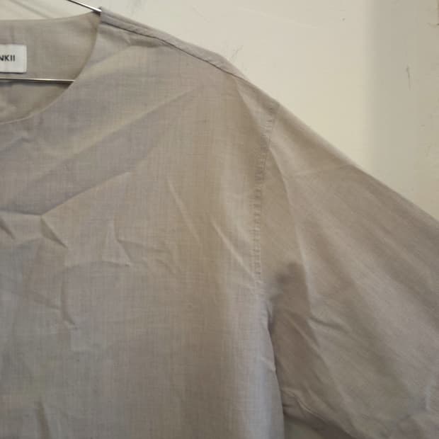 린넨 헨리넥 루즈핏 노카라 셔츠