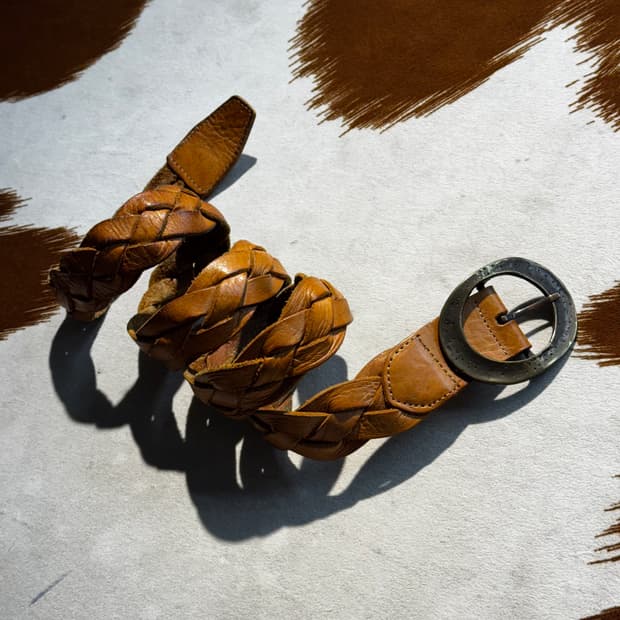 소가죽 웨스턴 브레이디드 벨트 (OS) 카우레더 카우하이드