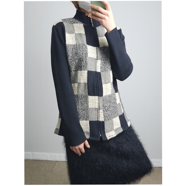 스퀘어 골지 울 집업