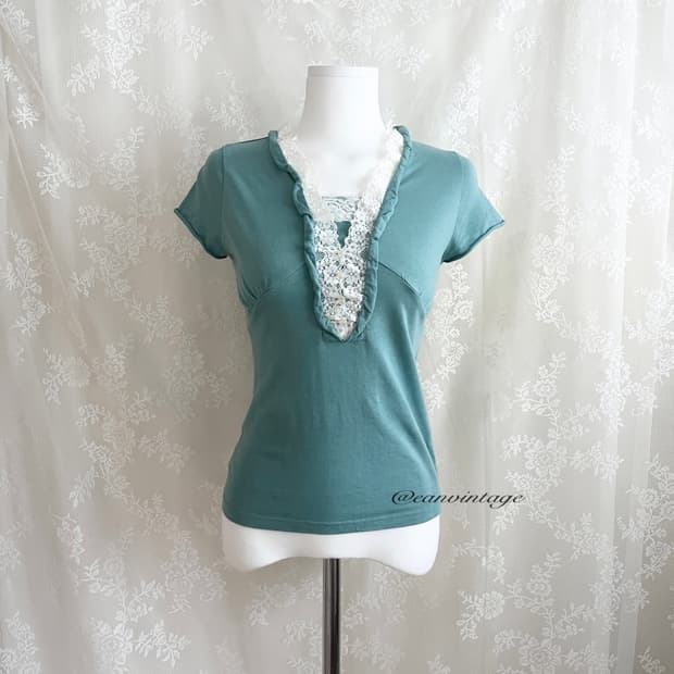 teal blue lace top