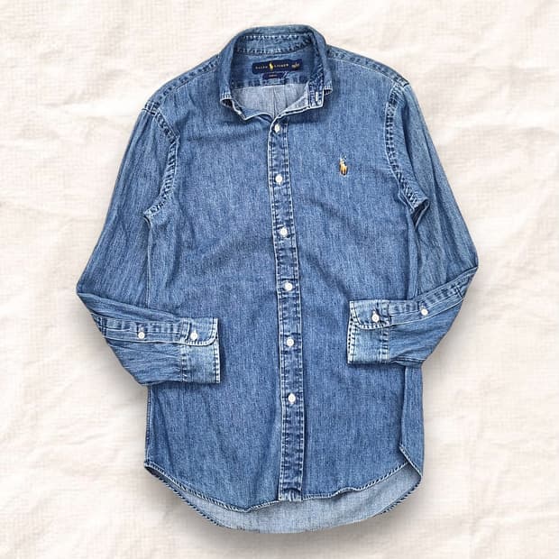 폴로랄프로렌 신형탭 데님 샴브레이 셔츠