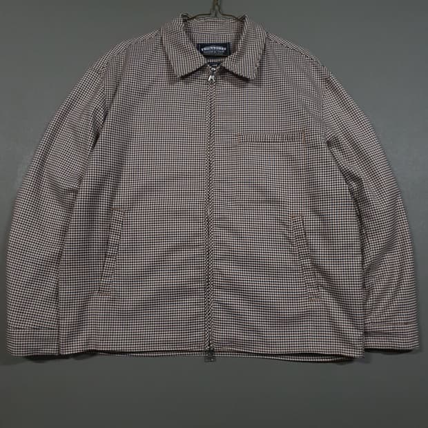 실측 XL) 프리즘웍스 신형 깅엄체크 투웨이 집업 미니멀 블루종 자켓