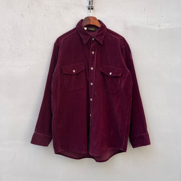 Vintage (Made in Usa) 와인컬러 골덴 셔츠 