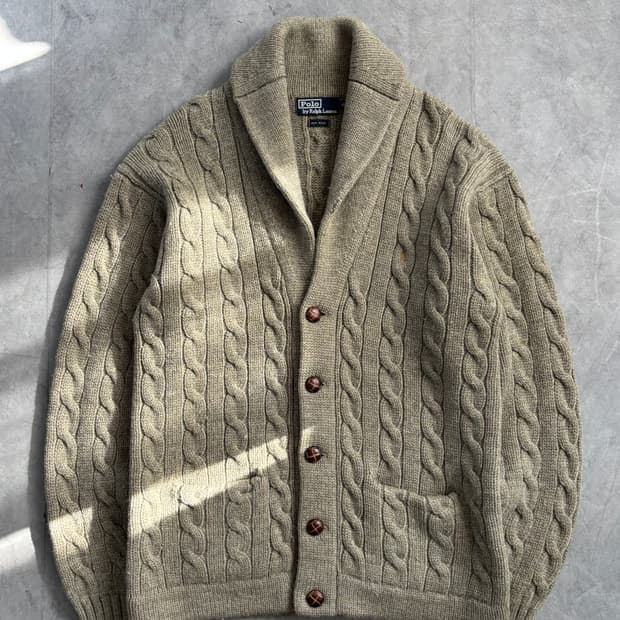 폴로랄프로렌 00‘s 헤비 울 케이블 숄카라 가디건