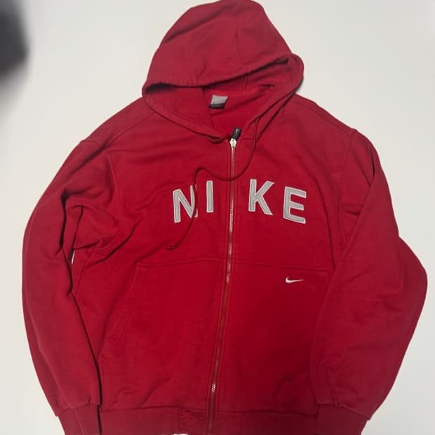 희귀!! 나이키 올드스쿨 스우시 기모 후드집업 XL 레드