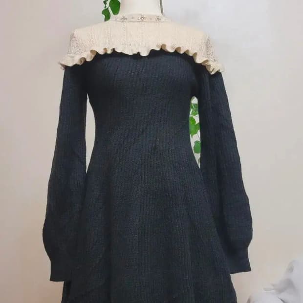 일본빈티지 새제품 axes femme 블랙 니트 원피스