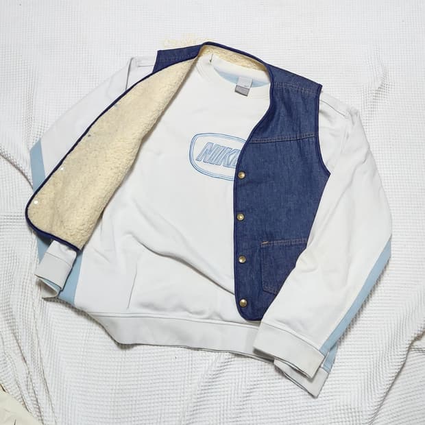 칼하트 80s 청 데님 안감 쉐르파 베스트 조끼 자켓