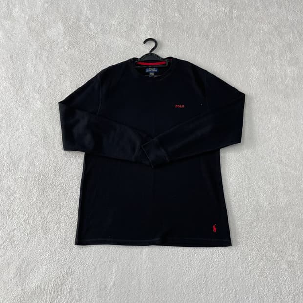 L 폴로 롱슬리브 니트 블랙