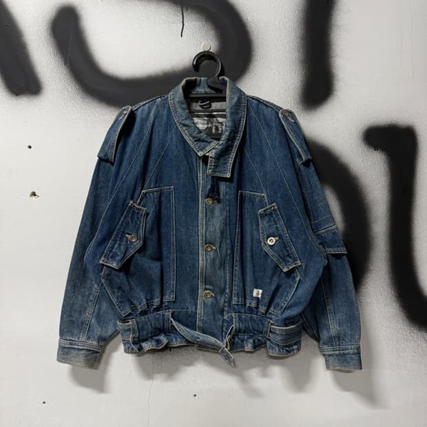 VTG 빈티지 멀티 디테일 더블 스냅 데님 블루종 자켓