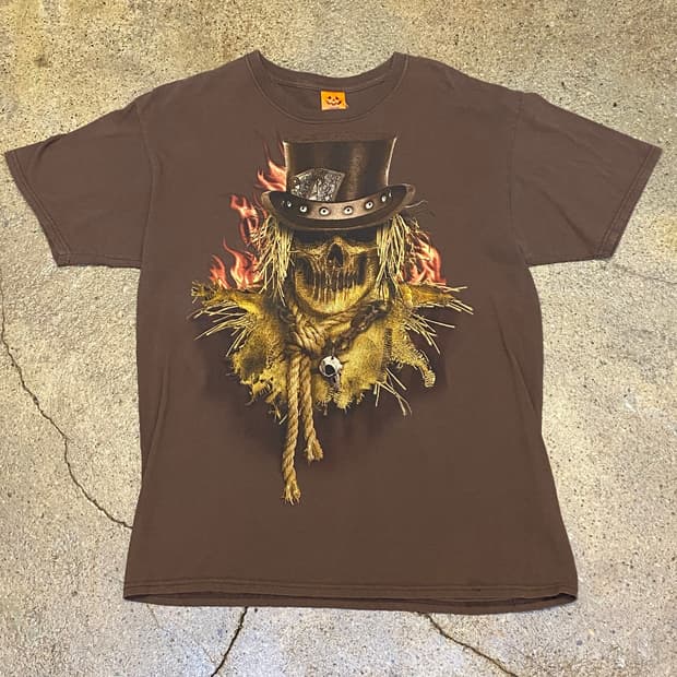 미국 빈티지 해피 할로윈 해골 스컬 포인트 락티셔츠 반팔티