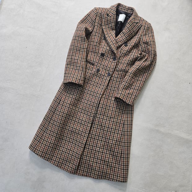 36 산드로 여성 롱 체크 울 코트 0408Y