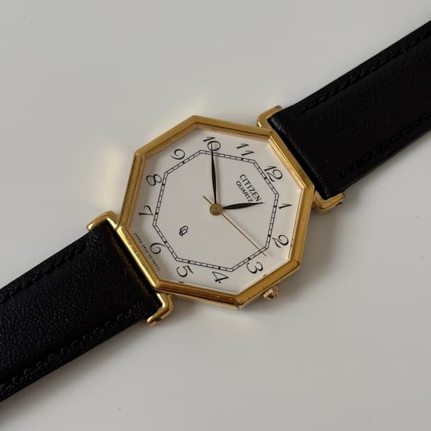 1980s CQ Gold Octagon Case Quartz 